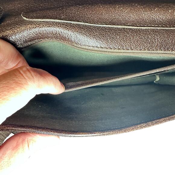 Vintage Jacob Leather Goods Bronze Brown Wristlet Clutch - Picture 8 of 14